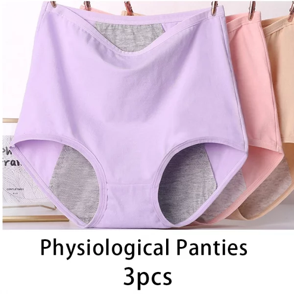 3pcs Menstrual Panties Briefs for Girls and Ladies. Size: XL-6XL
