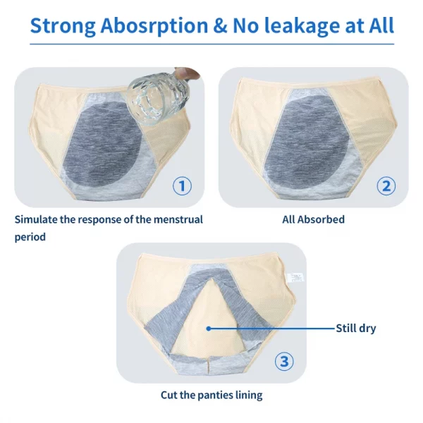 3PCS/ Leak Proof Menstrual Panties Period Waterproof Briefs Plus Size - Image 5