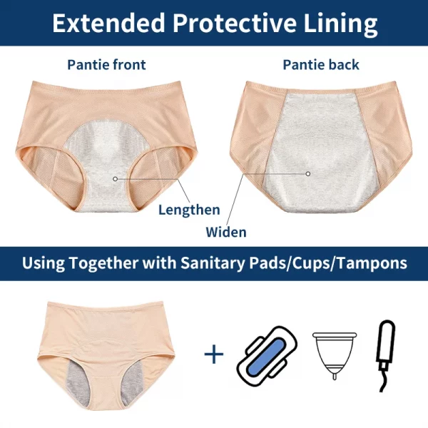 3PCS/ Leak Proof Menstrual Panties Period Waterproof Briefs Plus Size - Image 2