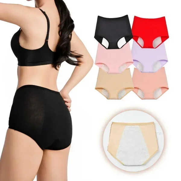 3PCS Menstrual Panties Plus Size Womens Cotton High Waist
