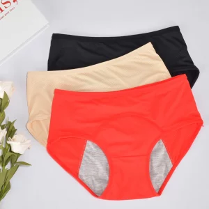 1pc Women's Leak Proof Menstrual Panties – Mid Waist Ice Silk Plus Size