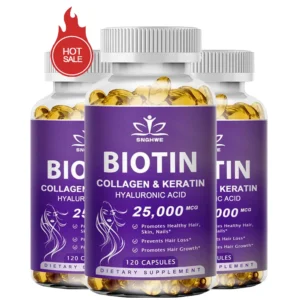 Biotin & Collagen Supplement Nails,Shiny Hair, Skin,Vegetarian Capsules Beauty Health